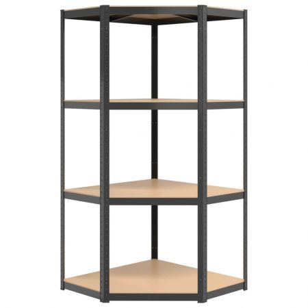 4-Layer Shelves 3 pcs Anthracite Steel&Engineered Wood