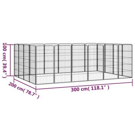 20-Panel Dog Playpen Black 50x100 cm Powder-coated Steel