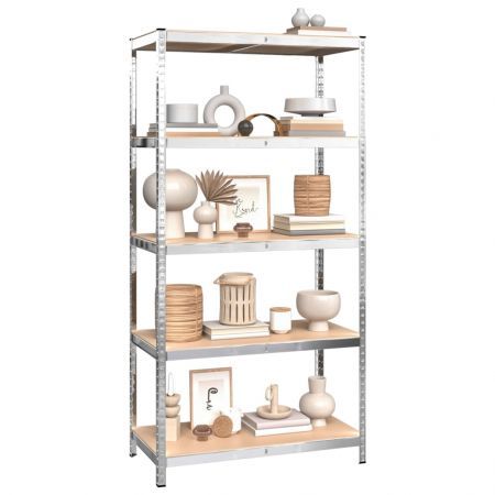 5-Layer Shelves 3 pcs Silver Steel and Engineered Wood