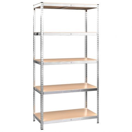 5-Layer Shelves 3 pcs Silver Steel and Engineered Wood