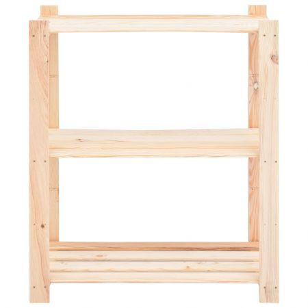 3-Tier Storage Rack 80x38x90 cm Solid Wood Pine 150 kg