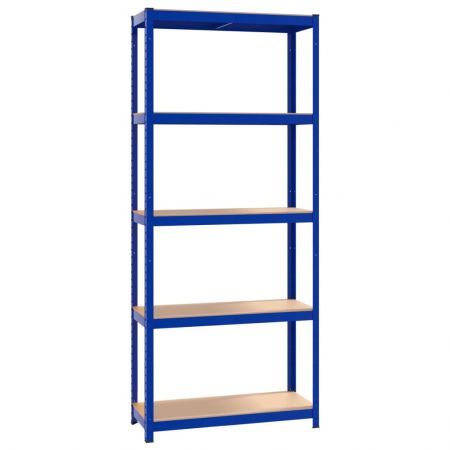 5-Layer Shelves 3 pcs Blue Steel and Engineered Wood