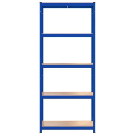 5-Layer Shelves 3 pcs Blue Steel and Engineered Wood