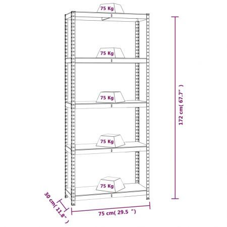 5-Layer Shelves 3 pcs Blue Steel and Engineered Wood