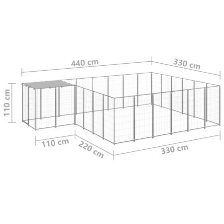 Dog Kennel Silver 12.1 m² Steel