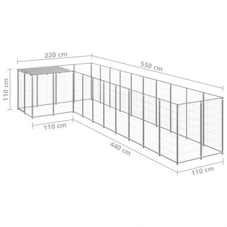 Dog Kennel Silver 7.26 m² Steel