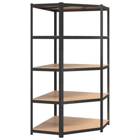 5-Layer Heavy-duty Shelves 3 pcs Grey Steel&Engineered Wood