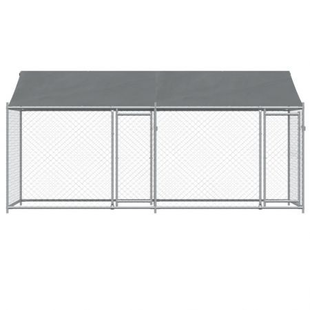 Dog Cage with Roof and Doors Grey 4x2x2 m Galvanised Steel