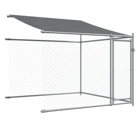 Dog Cage with Roof and Doors Grey 4x2x2 m Galvanised Steel