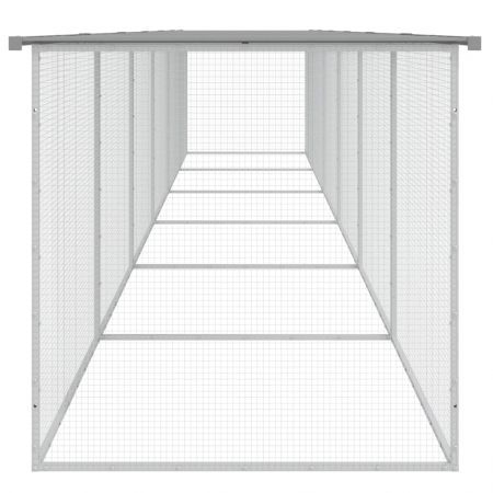 Chicken Cage with Roof Light Grey 603x98x90 cm Galvanised Steel