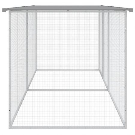 Chicken Cage with Roof Light Grey 203x98x90 cm Galvanised Steel