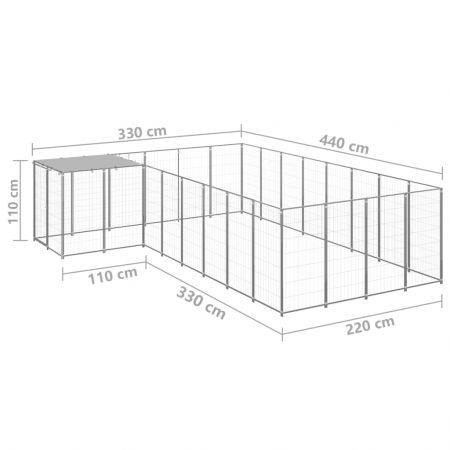 Dog Kennel Silver 10.89 m² Steel