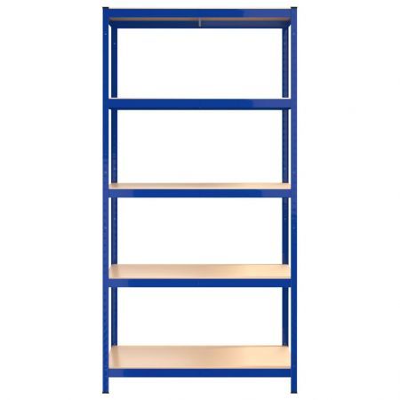 5-Layer Shelves 4 pcs Blue Steel&Engineered Wood