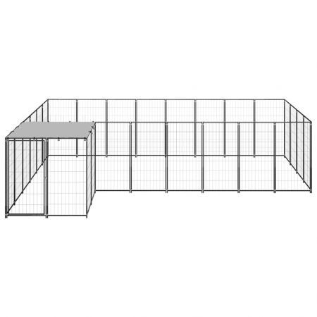 Dog Kennel Black 10.89 m² Steel