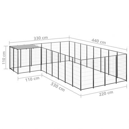 Dog Kennel Black 10.89 m² Steel