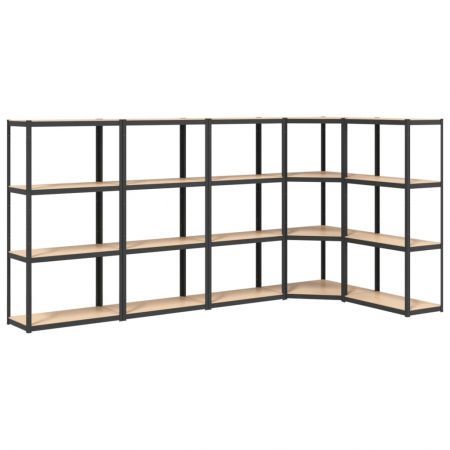 4-Layer Shelves 5 pcs Anthracite Steel&Engineered Wood