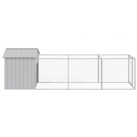 Dog House with Roof Light Grey 117x405x123 cm Galvanised Steel