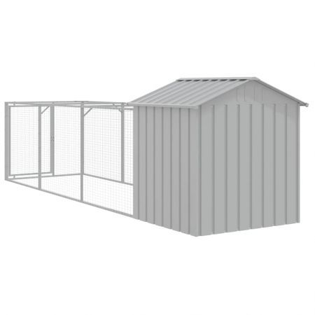 Dog House with Roof Light Grey 117x405x123 cm Galvanised Steel