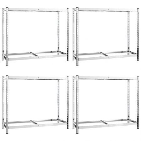 2-Layer Tire Racks 4 pcs Silver 110x40x110 cm Steel