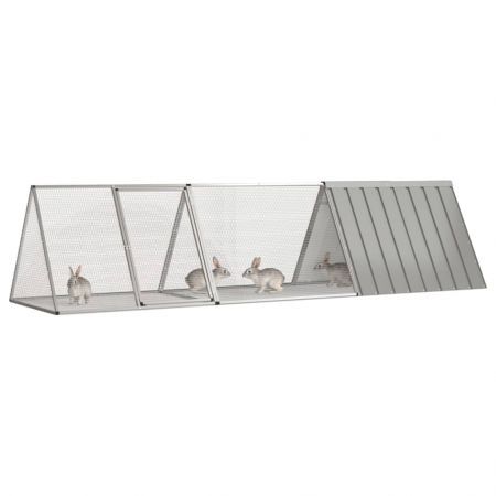 Rabbit Cage Grey 302.5x80.5x71 cm Galvanised Steel