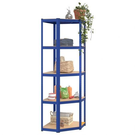 5-Layer Shelves 5 pcs Blue Steel&Engineered Wood