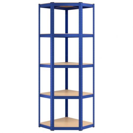 5-Layer Shelves 5 pcs Blue Steel&Engineered Wood