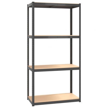 4-Layer Shelves 2 pcs Anthracite Steel and Engineered Wood