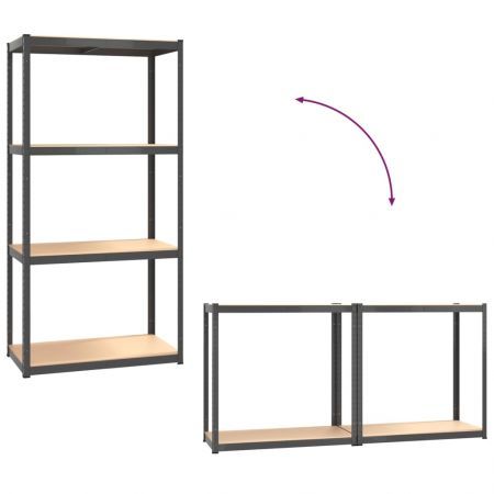 4-Layer Shelves 2 pcs Anthracite Steel and Engineered Wood