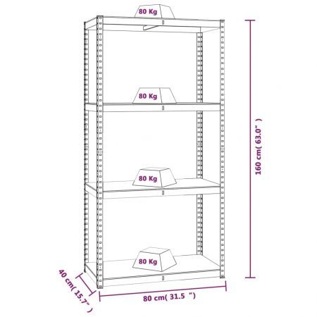 4-Layer Shelves 2 pcs Anthracite Steel and Engineered Wood