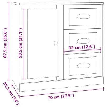 Sideboards 3 pcs High Gloss White Engineered Wood