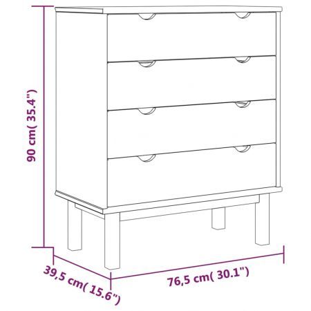 Drawer Cabinet OTTA 76.5x39.5x90cm Solid Wood Pine