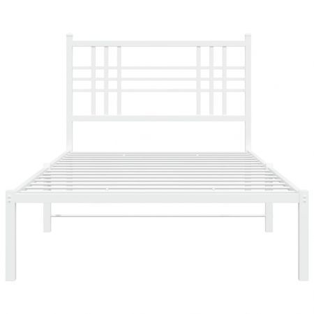 Metal Bed Frame with Headboard White 90x190 cm