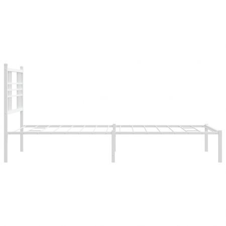 Metal Bed Frame with Headboard White 90x190 cm