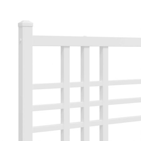 Metal Bed Frame with Headboard White 90x190 cm