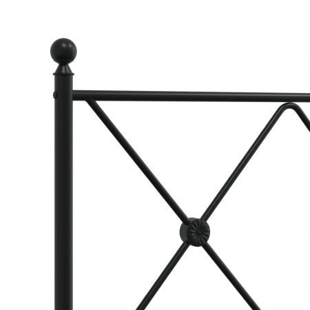 Metal Bed Frame with Headboard Black 90x190 cm