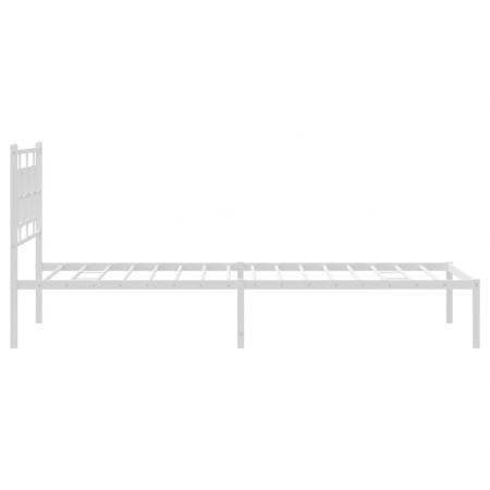 Metal Bed Frame with Headboard White 107x203 cm