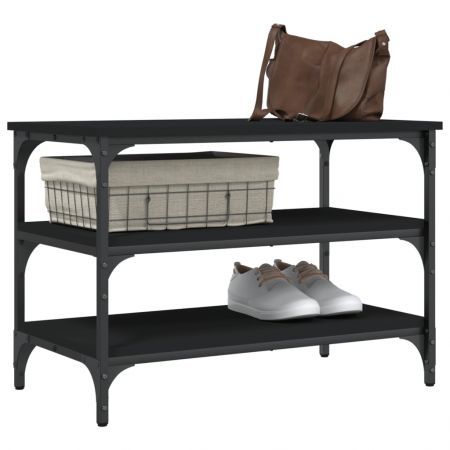 Shoe Bench Black 70x38.5x49 cm Engineered Wood