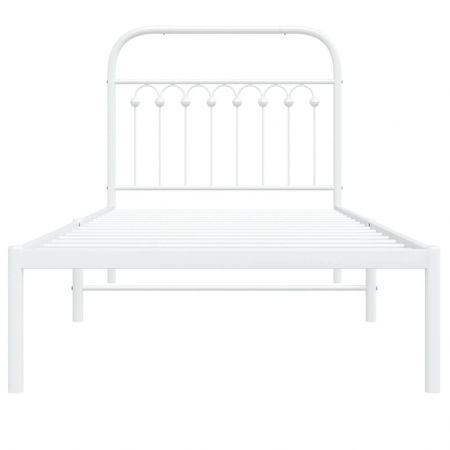 Metal Bed Frame with Headboard White 90x190 cm