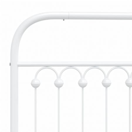 Metal Bed Frame with Headboard White 90x190 cm