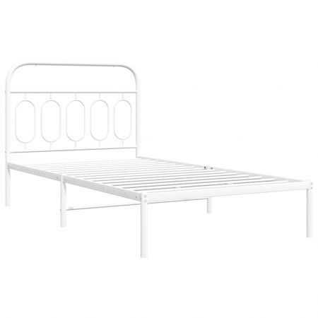 Metal Bed Frame with Headboard White 106x203 cm King Single Size