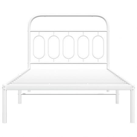 Metal Bed Frame with Headboard White 106x203 cm King Single Size