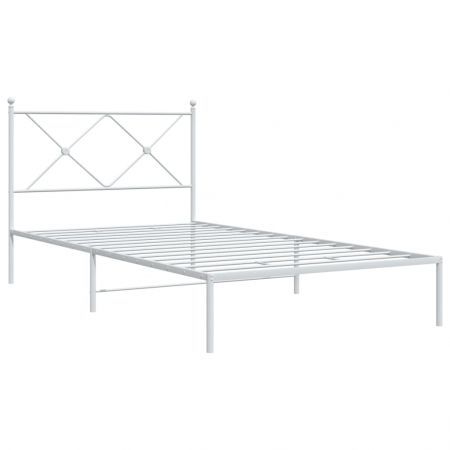 Metal Bed Frame with Headboard White 106x203 cm King Single Size