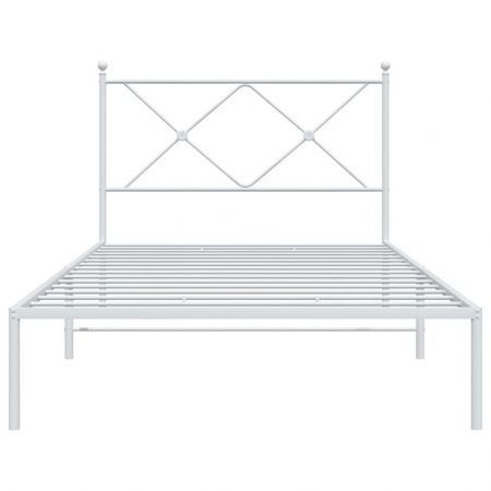 Metal Bed Frame with Headboard White 106x203 cm King Single Size