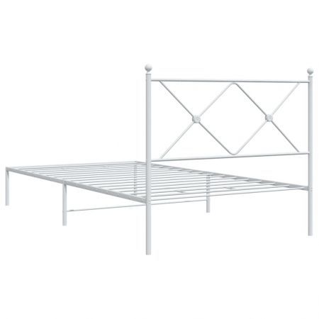 Metal Bed Frame with Headboard White 106x203 cm King Single Size