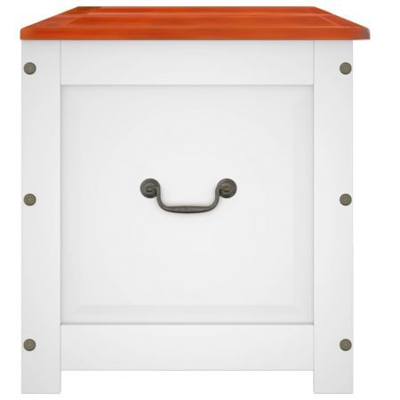 Storage Chest with Lid Brown and White Solid Wood Acacia