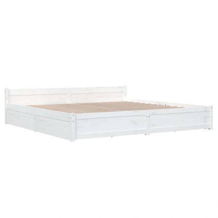 Bed Frame with Drawers White 183x203 cm King Size