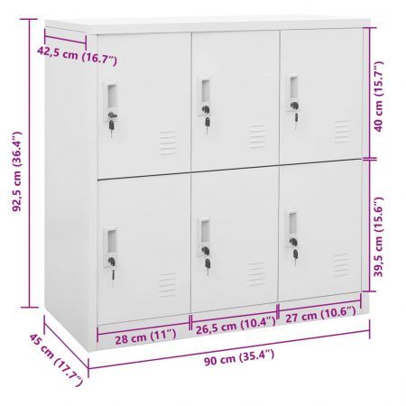 Locker Cabinet Light Grey 90x45x92.5 cm Steel