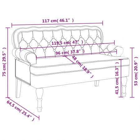 Bench with Backrest Dark Grey 119.5x64.5x75 cm Velvet