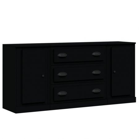 Sideboards 3 pcs Black Engineered Wood