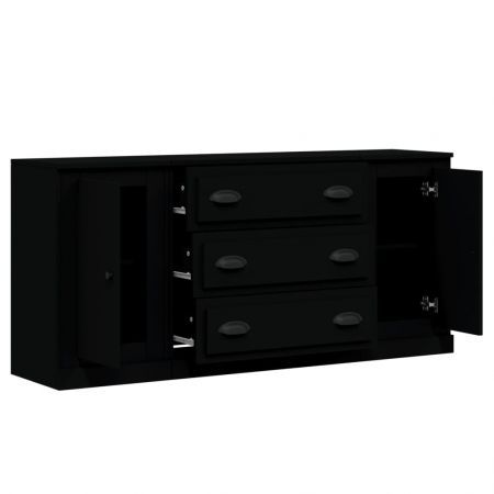 Sideboards 3 pcs Black Engineered Wood